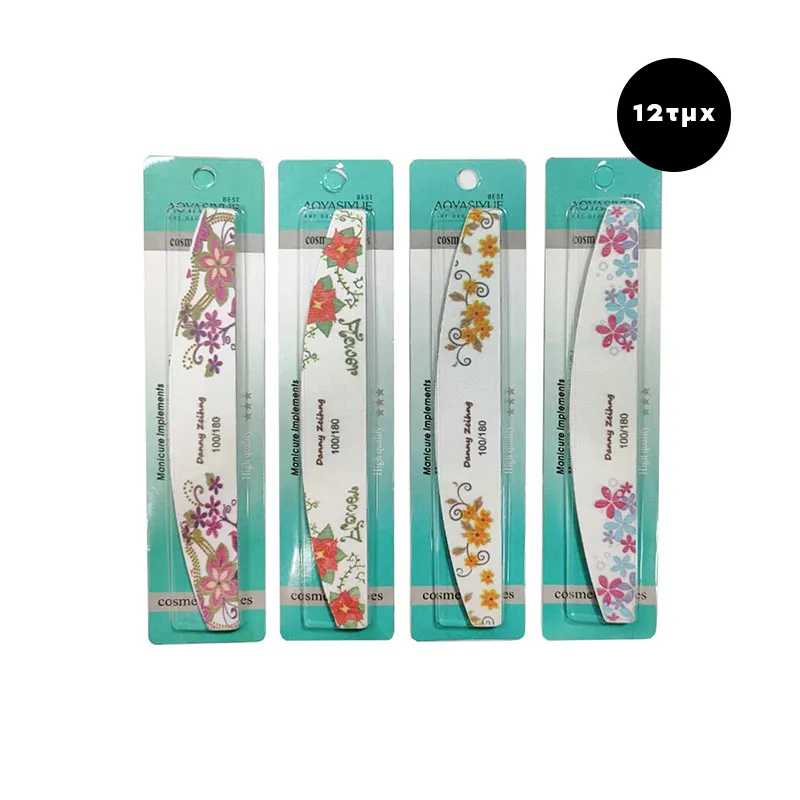 FASHION NAIL Λίμα Νυχιών Μισοφέγγαρο Διπλής Όψης 100/180 12τμχ