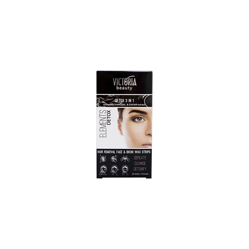 3800038719045VICTORIA BEAUTY Removal Face Wax Strips Charcoal 20pcs_beautyfree.gr