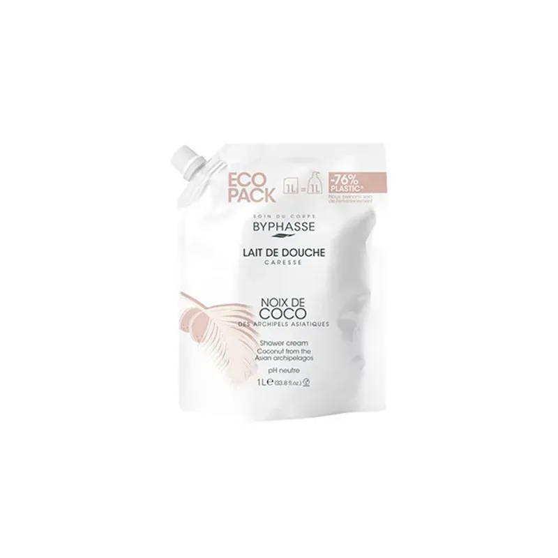 8436097095919BYPHASSE Ecopack Caresse Shower Cream Coconut 1Lit_beautyfree.gr