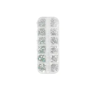 5207440005137BEAUTY SALON Nail Κασετίνα Στρας Ασημί - Ιριδίζον 12 Θέσεων_beautyfree.gr
