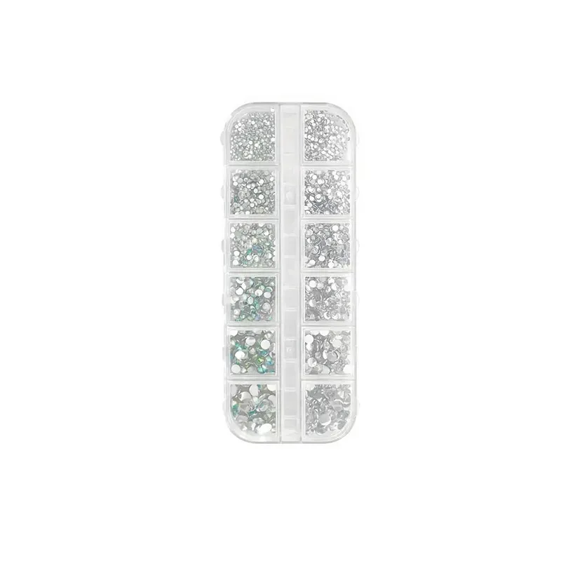 5207440005137BEAUTY SALON Nail Κασετίνα Στρας Ασημί - Ιριδίζον 12 Θέσεων_beautyfree.gr