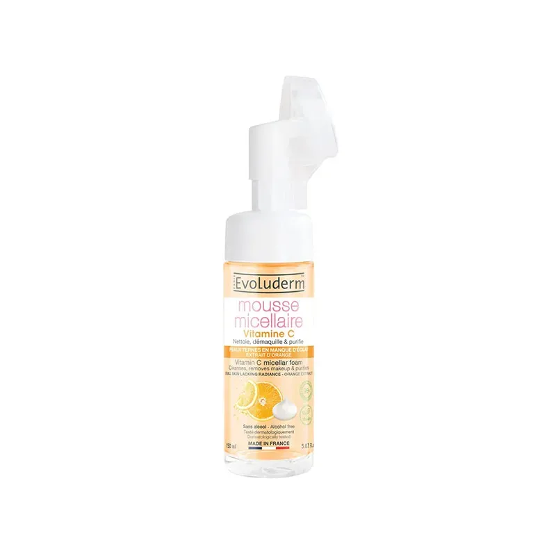 3760100688238EVOLUDERM Vitamin C Micellar Foam With Brush 150ml_beautyfree.gr