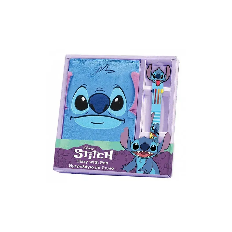 5205698728693LILO & STITCH Σημειωματάριο Λούτρινο Με Στυλό Σετ_beautyfree.gr