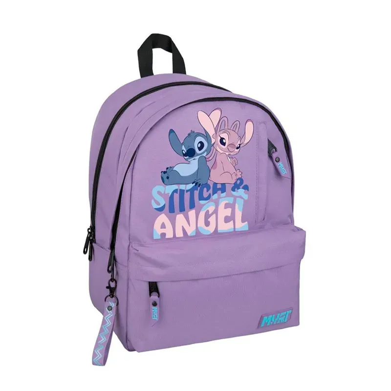 5205698802669STITCH & ANGEL Τσαντα Πλατης 32Χ19Χ42 2 Κεντρικες Θηκες Μωβ Ανοιχτο Με Γαλαζιο_beautyfree.gr