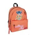 5205698802744STITCH Τσαντα Πλατης 32Χ19Χ42 2 Κεντρικες Θηκες Πορτοκαλι Με Ροζ_beautyfree.gr