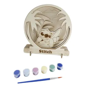 8445484526646DISNEY STITCH Ξύλινη Τρισδιάστατη Φιγούρα Ζωγραφικής – Σετ 4 Τεμαχίων με Μπογιές & Πινέλο_beautyfree.gr