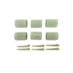 5207440013156BEAUTY SALON Ρόλεϊ Μαλλιών Με Κλίπς Πράσινο Σετ 6 τμχ_beautyfree.gr