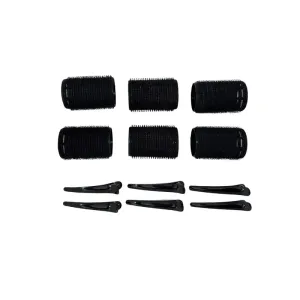 5207440013149BEAUTY SALON Ρόλεϊ Μαλλιών Με Κλίπς Μαύρα Σετ 6 τμχ_beautyfree.gr