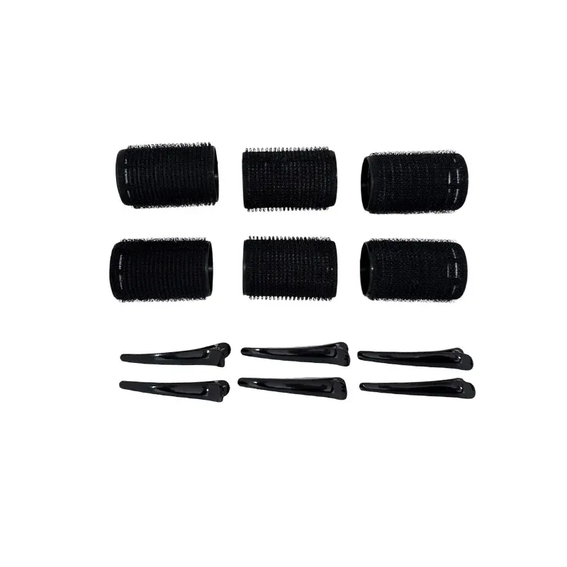 5207440013149BEAUTY SALON Ρόλεϊ Μαλλιών Με Κλίπς Μαύρα Σετ 6 τμχ_beautyfree.gr