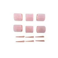 5207440013170BEAUTY SALON Ρόλεϊ Μαλλιών Με Κλίπς Ροζ Σετ 6 τμχ_beautyfree.gr