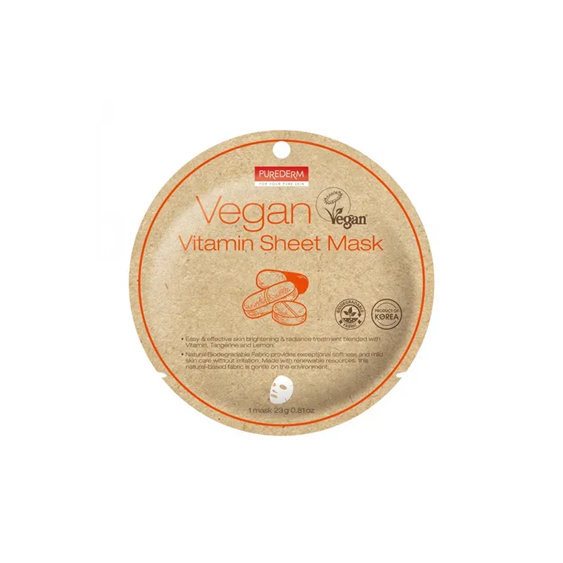 8809541198625PUREDERM Vegan Vitamin Sheet Mask 23gr_beautyfree.gr