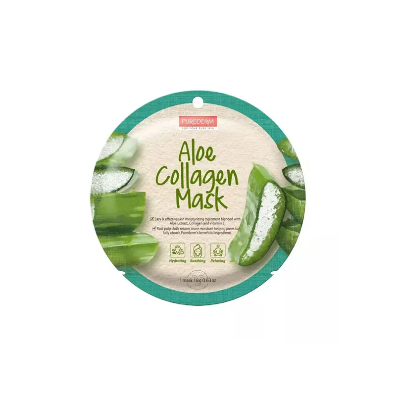 8809411187612PUREDERM Μάσκα Προσώπου Aloe Collagen 18ml_beautyfree.gr