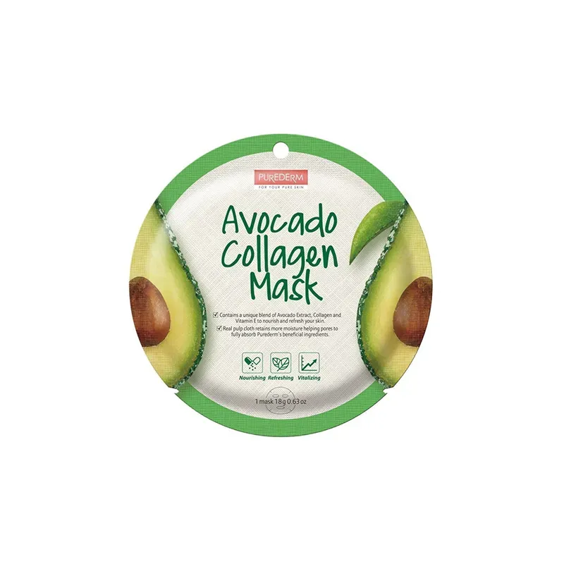 8809411187834PUREDERM Μάσκα Προσώπου Avocado Collagen 18ml_beautyfree.gr