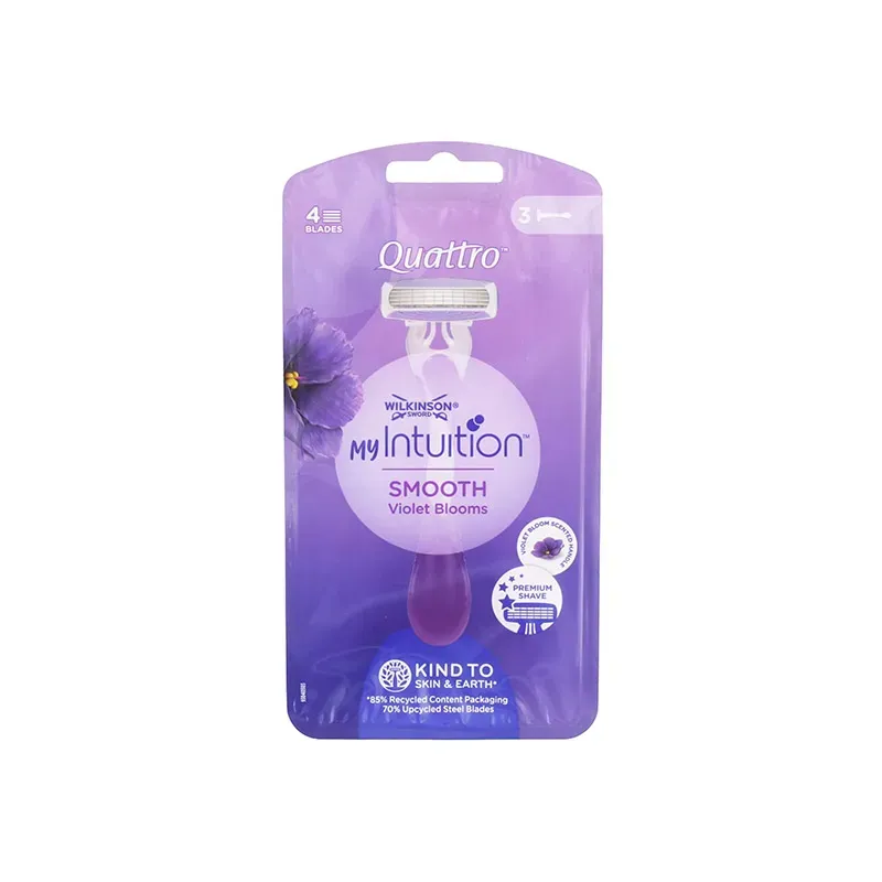 4027800442508WILKINSON My Intuition Smooth Violet Blooms Razor for Women 3pcs_beautyfree.gr