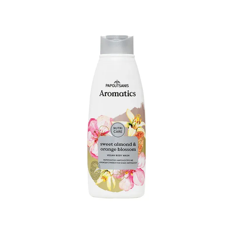 5201109006916PAPOUTSANIS Aromatics Bath Almond & Orange Blossom 600ml_beautyfree.gr