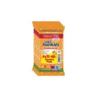 5201263078385WET HANKIES Υγρά Αντιβακτηριδιακά Μαντηλάκια με Πορτοκάλι 4x15τεμ_beautyfree.gr