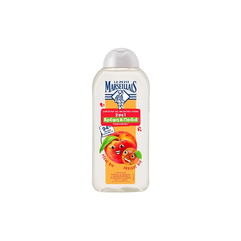3574661822211LE PETIT MARSEILLAIS Παιδικό Σαμπουάν & Conditioner 2σε1 με Βερύκοκο / Ροδάκινο 300ml _beautyfree.gr