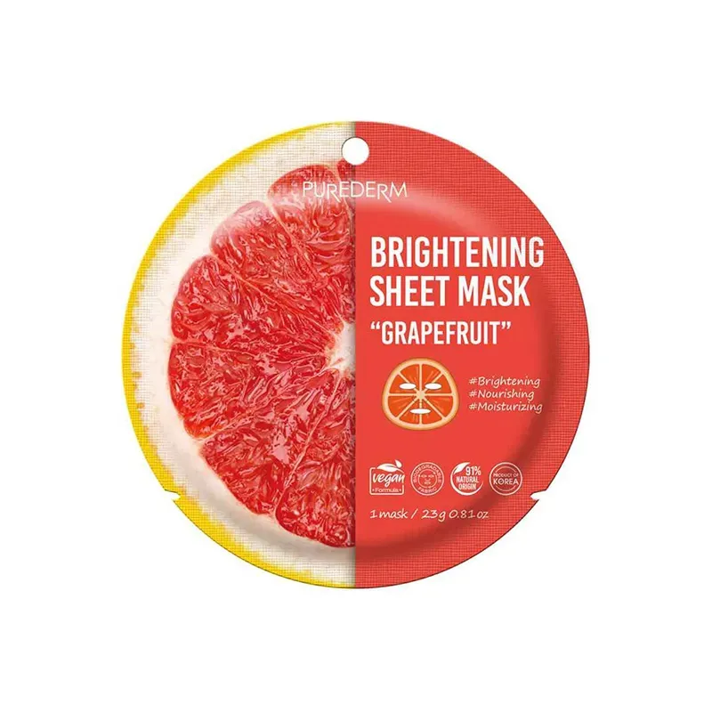 8809738323410PUREDERM Brightening Sheet Mask Grapefruit 23gr_beautyfree.gr