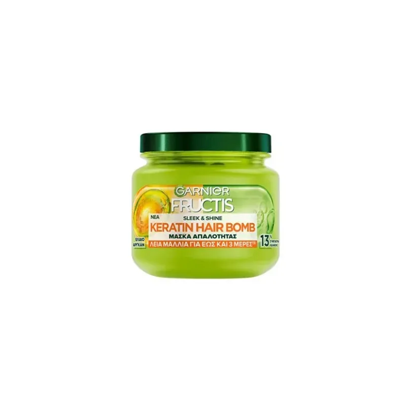 3600542542609GARNIER FRUCTIS Sleek & Shine Keratin Hair Bomb Μάσκα Μαλλιών 320ml_beautyfree.gr