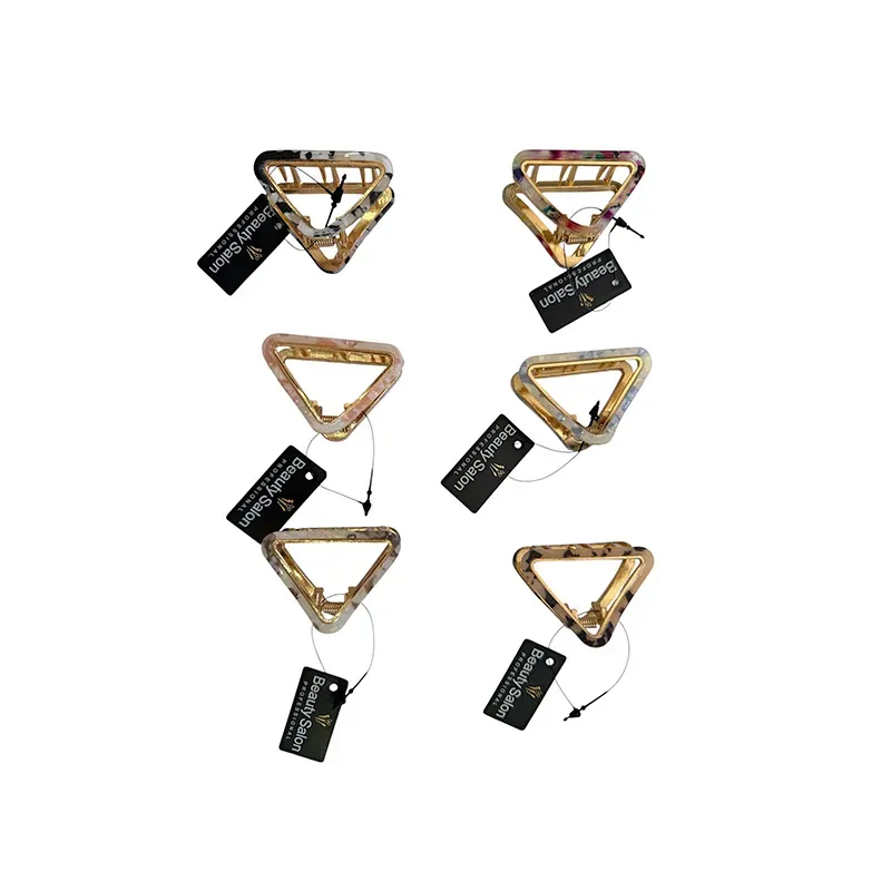 5207440010209BEAUTY SALON Κλάμερ Μεταλλικό MarbleΤρίγωνο _beautyfree.gr