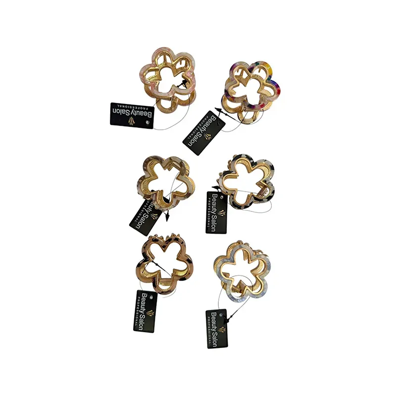 5207440010216BEAUTY SALON Κλάμερ Μεταλλικό Marble Λουλούδι _beautyfree.gr